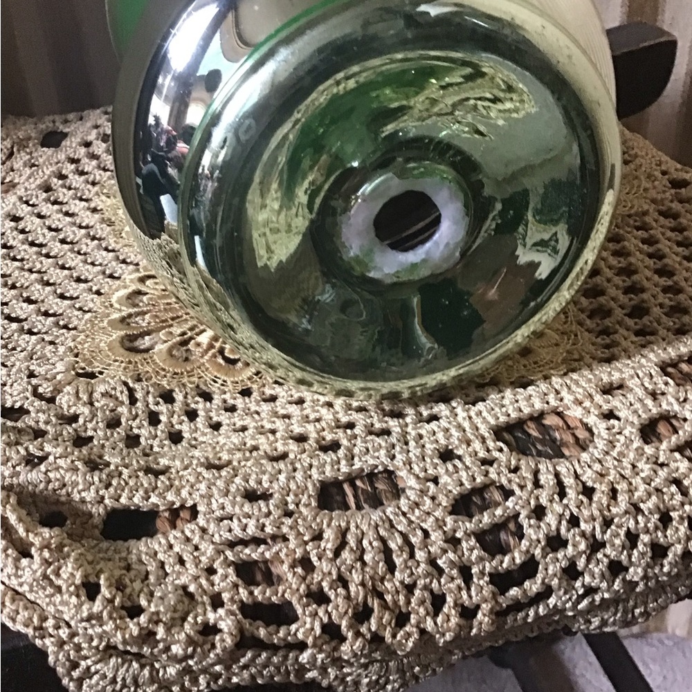 Rare Vintage Mercury Filled Green Glass Vase - Picture 3 of 4